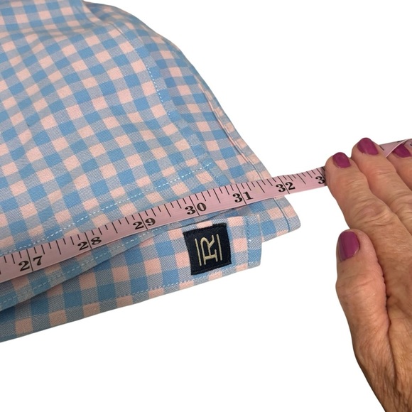 RYE - MEN’S SIZE LARGE - 100% COTTON - BABY BLUE & PALE PINK CHECKERED - B3 - Picture 5 of 8